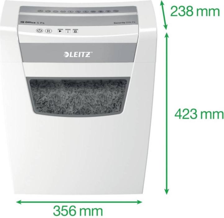 Image du produit Leitz Destructeur de documents IQ Office S UE 12 feuilles coupe croisée 4 x 28 mm P-4 23 l (Coupe de particules)