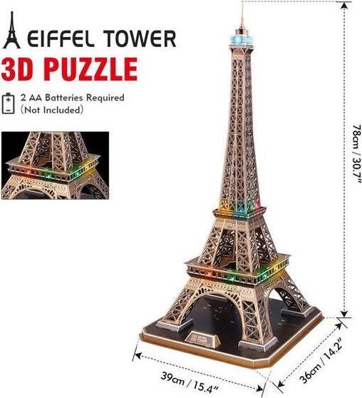 Actual product image Cubicfun PUZZLE 3D Eiffel Tower (The Light) (84 pieces)