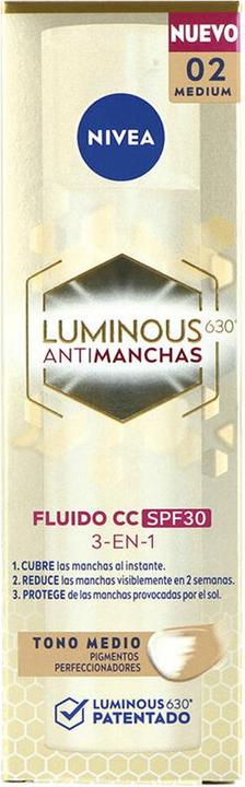 NIVEA Luminous 630 Anti-Spot Fluid CC SPF30 3-in-1 40ml CC Cream mit dreifacher Wirkung Getönte (Mittel)