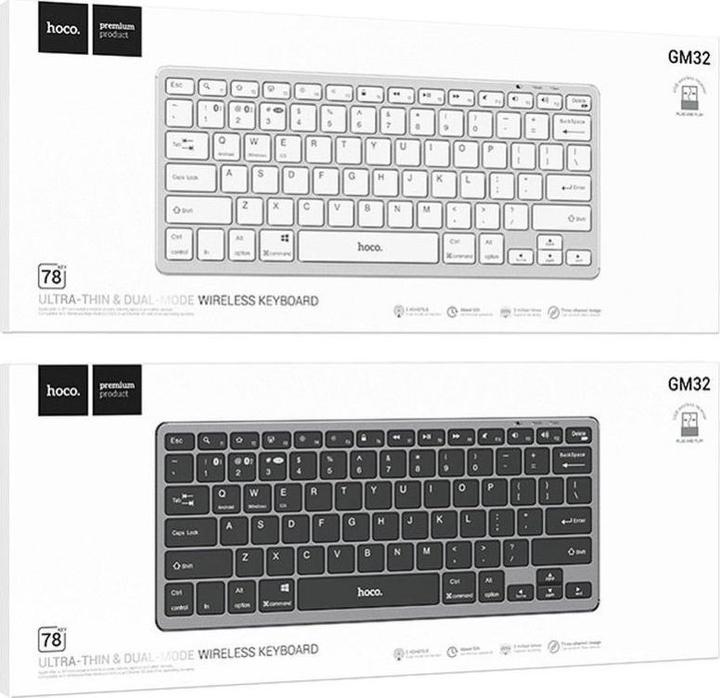 Image du produit Hoco Headphone with microphone EOL wireless keyboard QWERTY GM32 silver (ING. Int., Filaire)