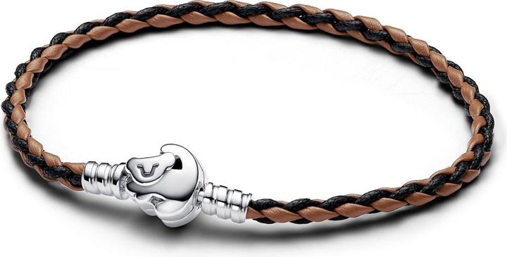 Immagine prodotto Pandora Bracciale in pelle intrecciata Disney Il Re Leone Clasp Moments (17.50 cm, Cuoio, Argento)