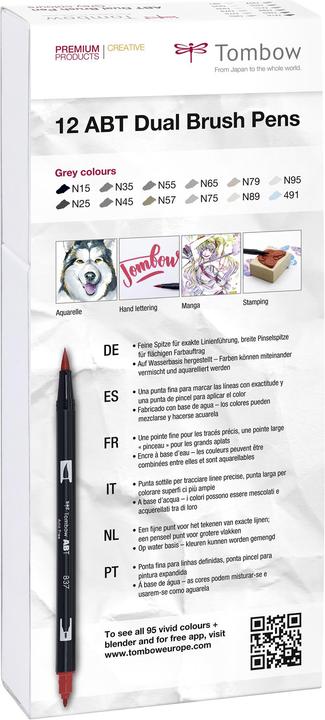 Produktbild Tombow ABT Dual Brush Pen (Black-Grey, 12 x)
