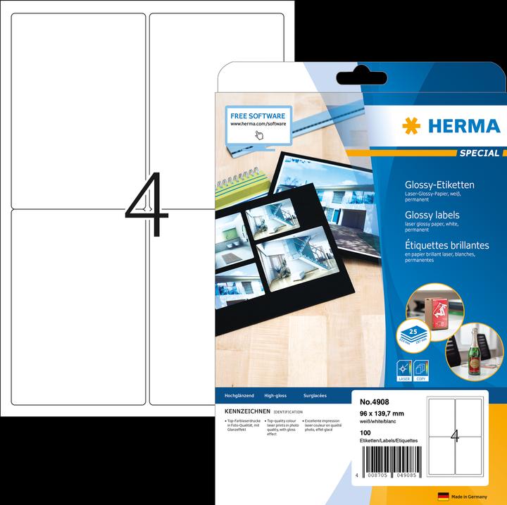 Produktbild HERMA Hochglanz Etiketten A4