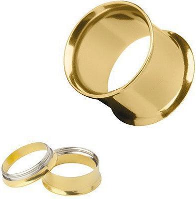 Produktbild Hermex 14mm Ohr Plug Expander Dehnungsstecker Piercing DOUBLE FLARED TUBE Titanium - Goldig (Titan)