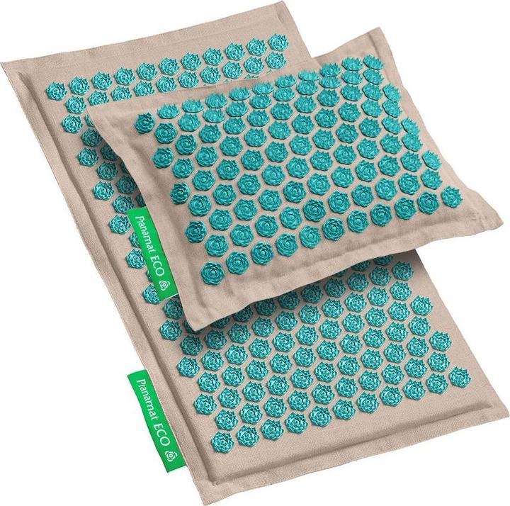 Actual product image Pranamat Eco Massage Set - Mat and Cushion turquoise