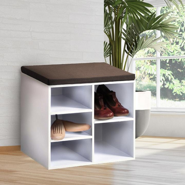 Actual product image HTI-Living Garderobenbank mit 5 Fächern inkl. Sitzkissen Weiss