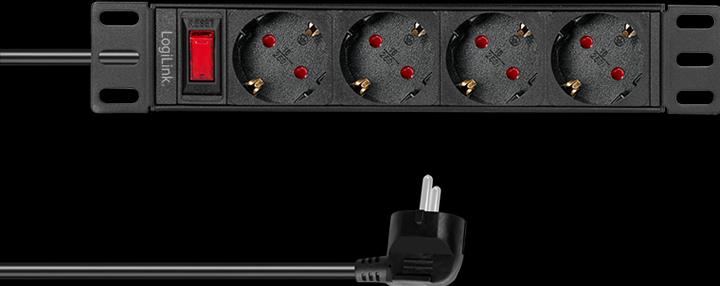 Produktbild LogiLink 10" Steckdosenleiste 4-fach, mit Schalter (4 x, CEE 7/3, 2 m)