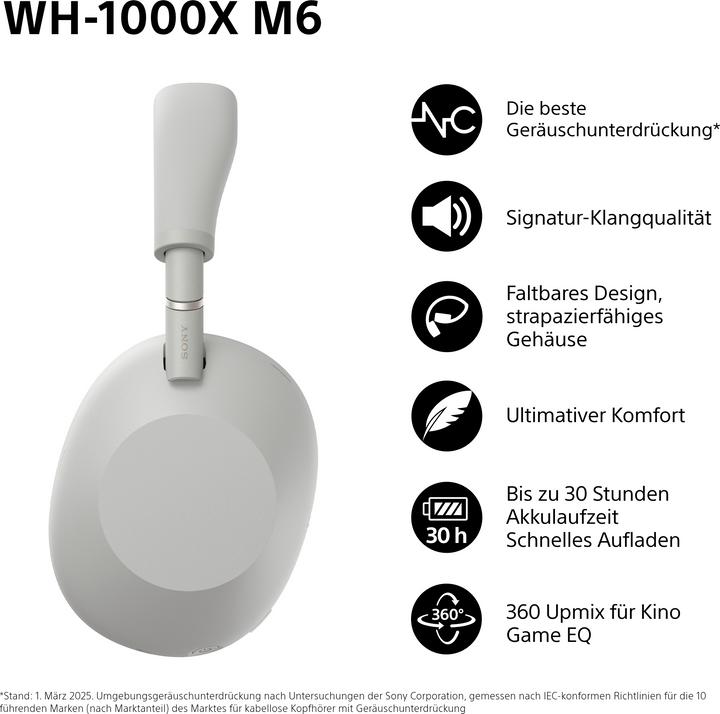 Produktbild Sony WH-1000XM6 (30 h, Kabellos, Kabelgebunden)