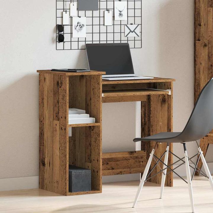 Actual product image VidaXL Desk with shelf in reclaimed wood look 84x40x78cm wood-based office desk