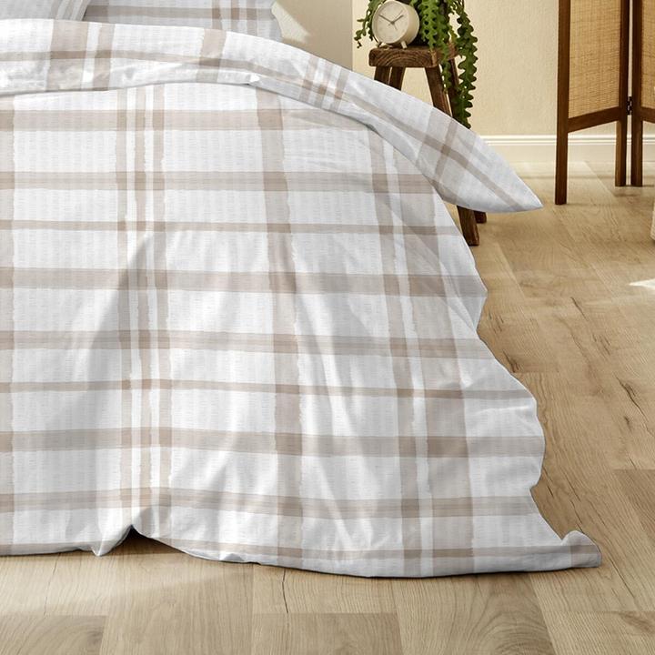 Produktbild Enrico Coss Baumwoll Seersucker Bettwäsche Lexington beige (Bettwäsche Set, 155x220 cm + 80x80 cm)