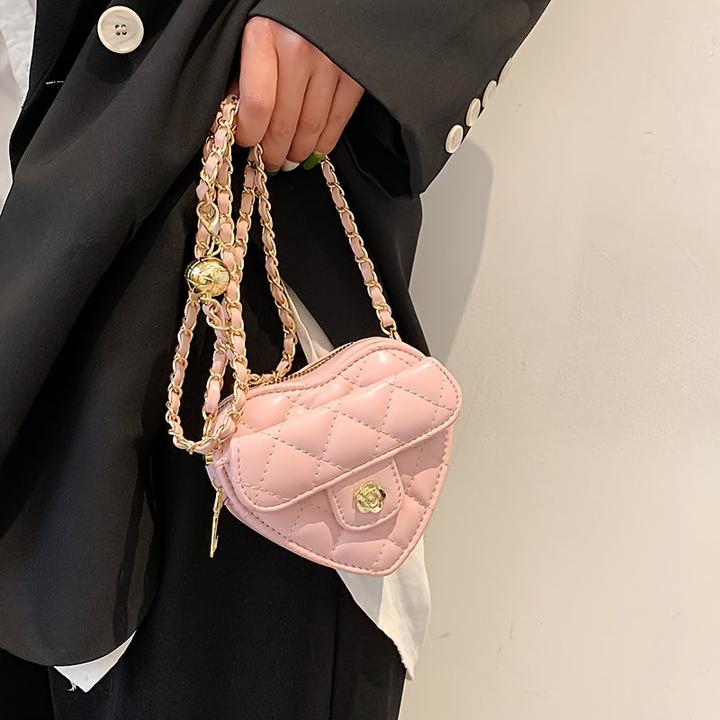 Immagine prodotto Only-Bags.Store Mini borsa a tracolla a forma di cuore, borsa in pelle PU ricamata alla moda, accessorio carino e