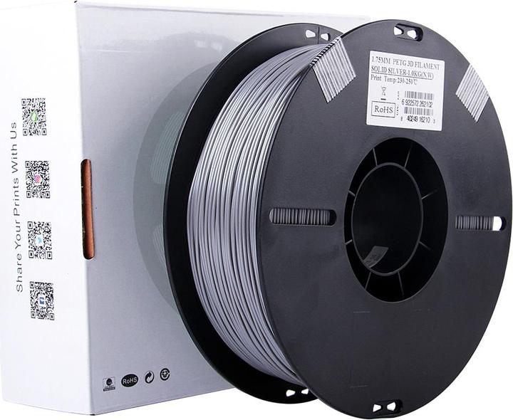 Produktbild eSUN PETG 1,75mm Solid Silver 1kg 3D Filament (PETG, 1.75 mm, 1000 g, Grau)