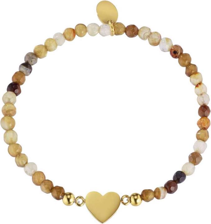 Produktbild Bijouteria Armband (19 cm, Achat, PVD Beschichtung (goldfarben), Edelstahl)