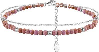 JVD - Silver double leg bracelet with beads SVLB0430XK10F24