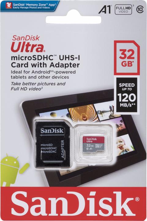 Actual product image SanDisk Ultra (32 GB, microSDHC, U1, UHS-I)