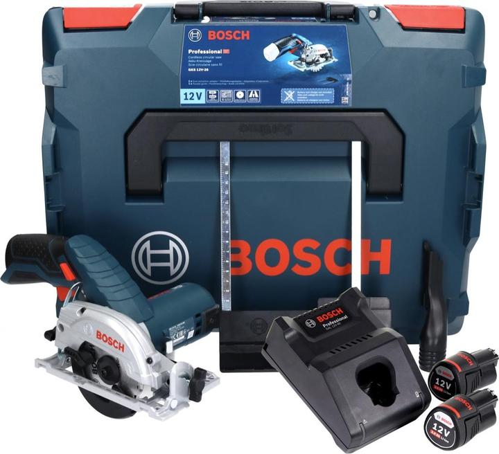 Actual product image Bosch Professional GKS 12V-26 Cordless Circular Saw 85 mm + 2x Batteries GBA 3.0 Ah + 1x Charger GAL