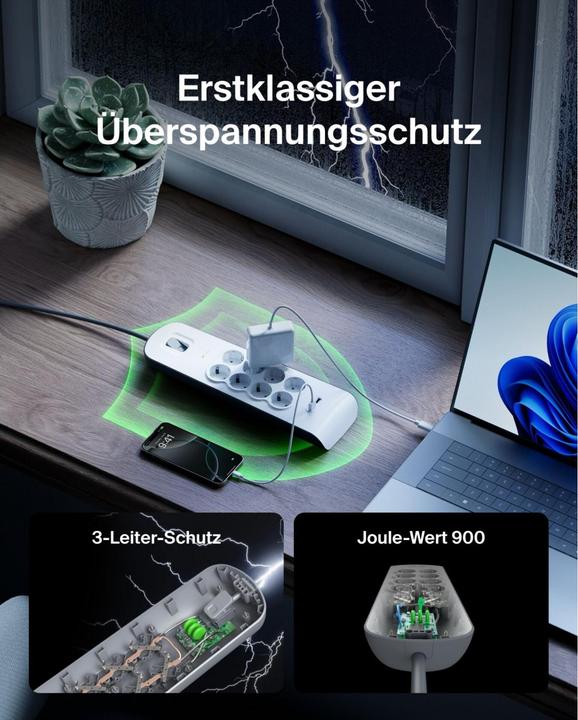 Actual product image Belkin Steckdosenleiste 8-fach 2 Meter Netzkabel BSV804vf2M-V2 (8 x, 2 m)