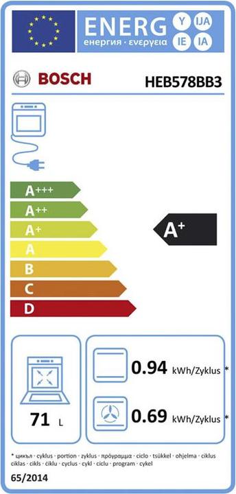 Label énergétique Bosch Hausgeräte HEB578BB3 & NKN645GA2E Herdset 230V