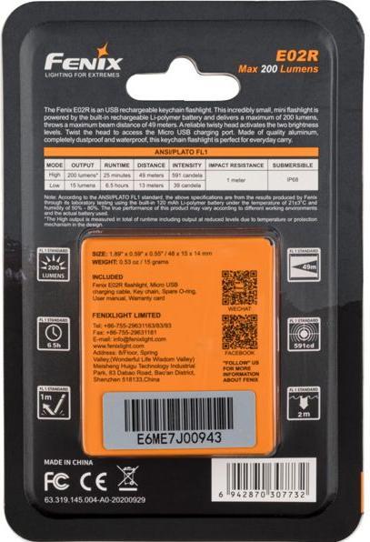 Image du produit Fenix E02R (4.80 cm, 200 lm)