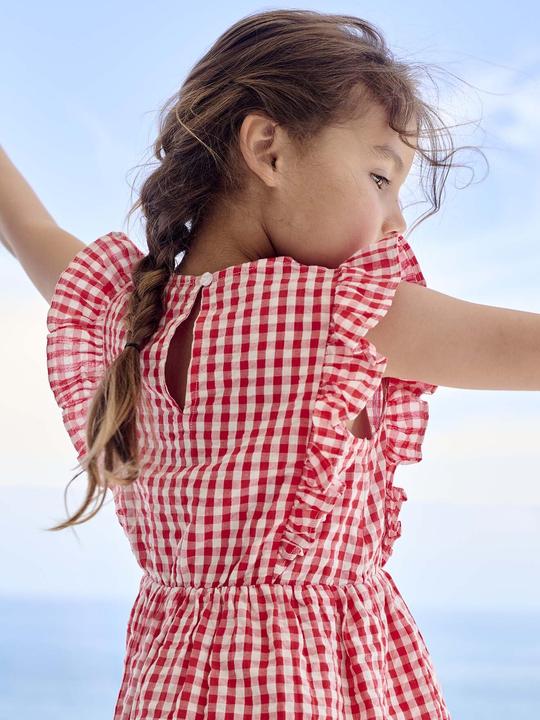 Image du produit Vertbaudet Mädchen Volantkleid aus Seersucker (128)
