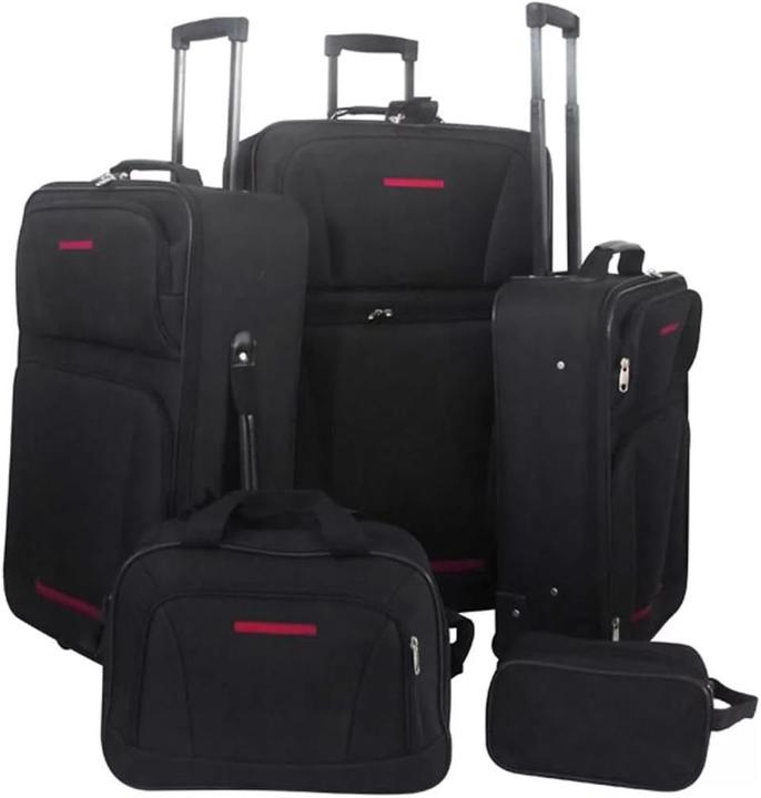 Image du produit Yorten Set de valises de voyage, 5 pièces, noir (Bagage à main (jusqu'à 50l), M (50 - 90l), L (90 - 115l))