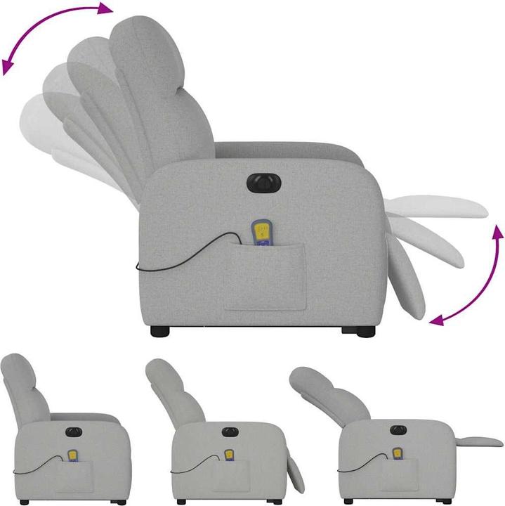 Produktbild VidaXL Massagesessel mit Aufstehhilfe Elektrisch Wolkengrau Stoff