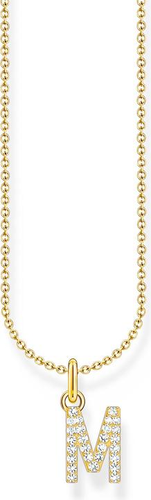 Thomas Sabo Kette mit Buchstaben-Anhänger M vergoldet (750 Gelbgold Vergoldung, 925 Sterlingsilber, 38 - 45 cm)