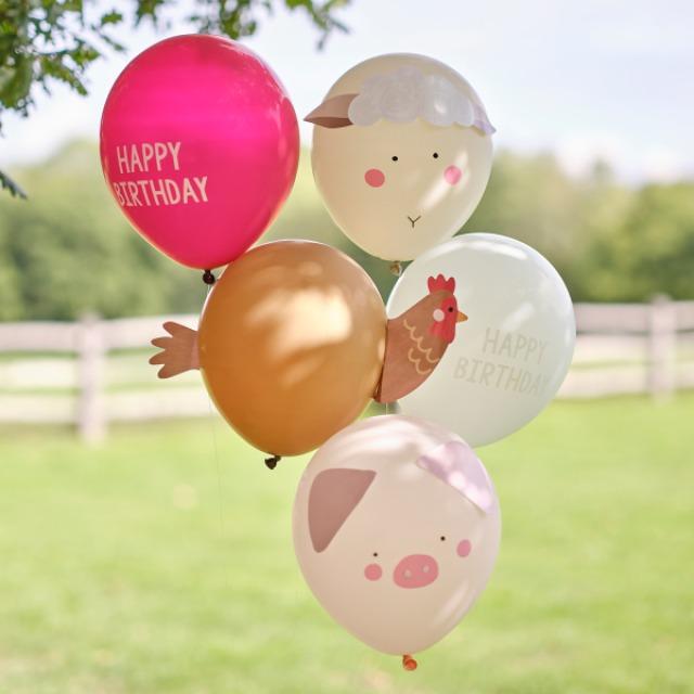 Image du produit Ginger Ray Ballons d'anniversaire "Animaux de la ferme (5 x)