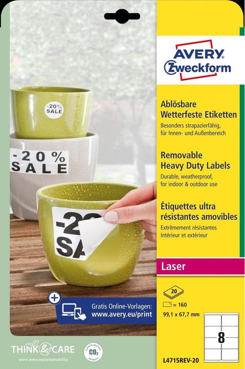 Produktbild Avery Wetterfeste Etiketten, ablösbar