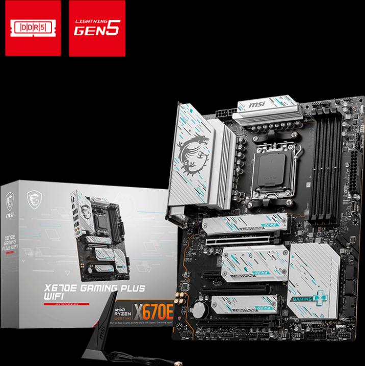 Productafbeelding MSI X670E GAMING PLUS WIFI AM5 4xDDR5 4xM.2 4xSATA (AM5, AMD X670E, ATX)
