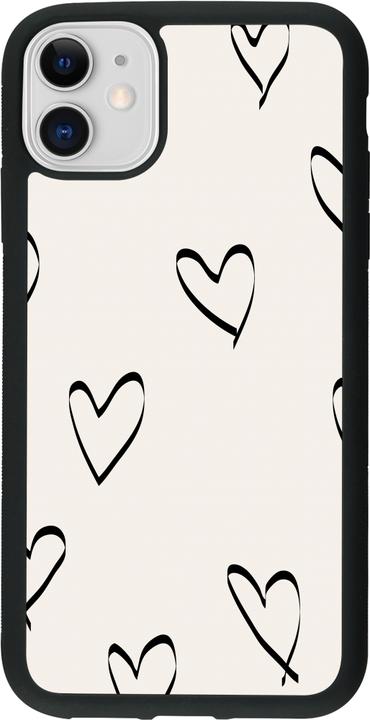 Actual product image PhoneLook Cover Silicone black Valentine 2023 minimalist hearts (Apple iPhone 11)