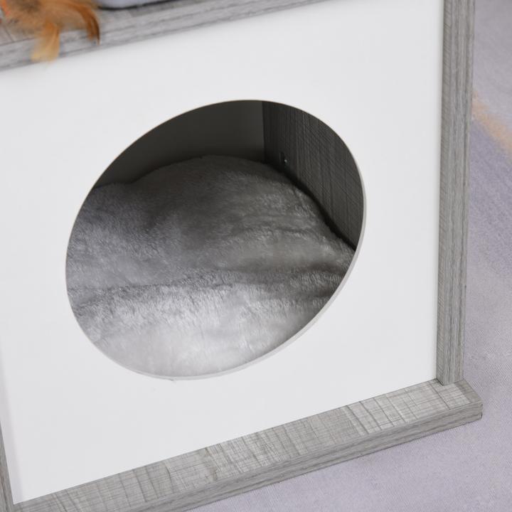 Actual product image PawHut Cat tree with cuddly den (62 cm, Grey)