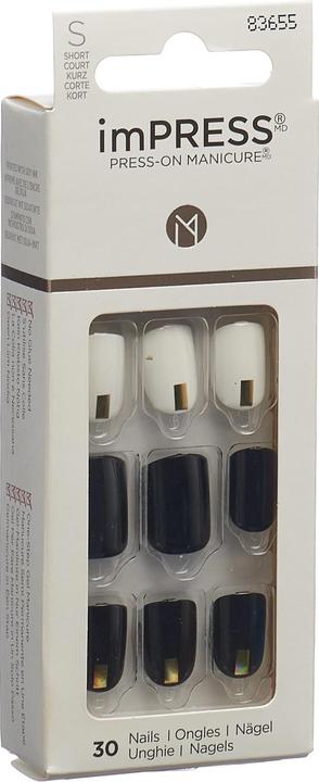 Image du produit KISS Set d'ongles artificiels Midnight Drive 30 pièces (Ongles artificiels, Blanc, Noir)