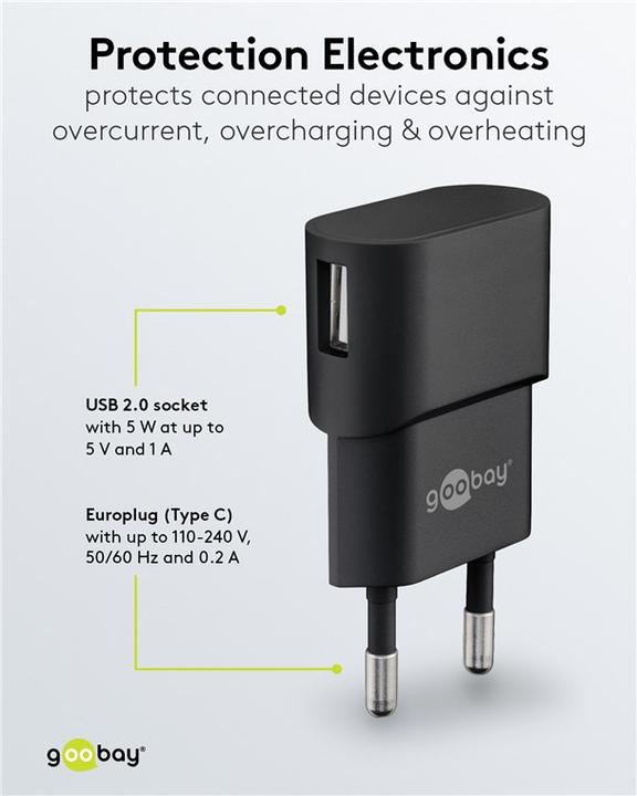 Actual product image Goobay USB A charger (5 W)
