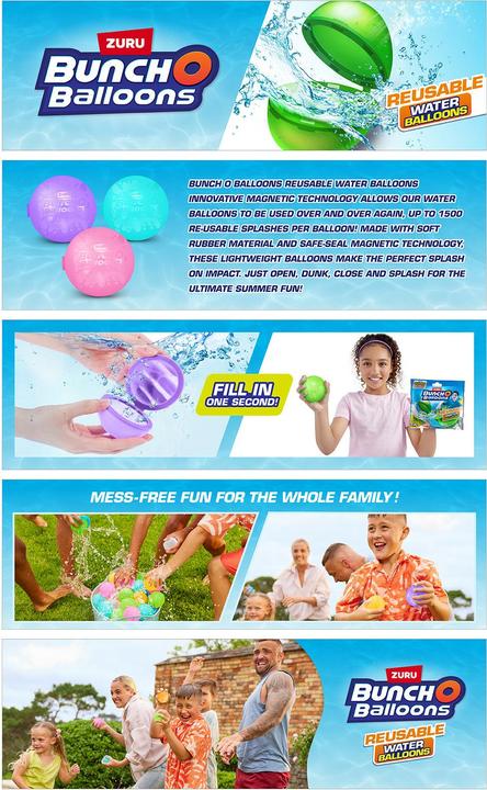 Produktbild Zuru Bunch O Balloons Wiederverwendbare Wasserballons 3er Pack ass.