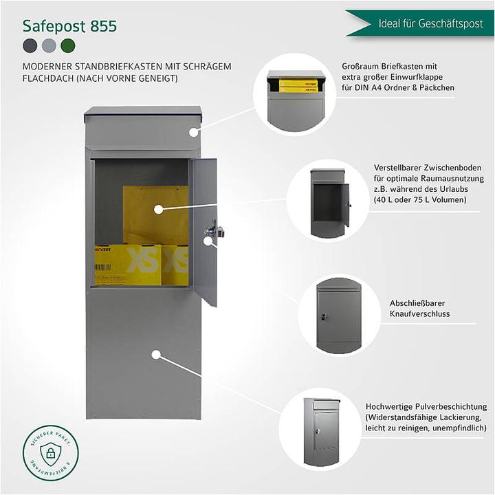 Actual product image SafePost 855 Letterbox anthracite grey