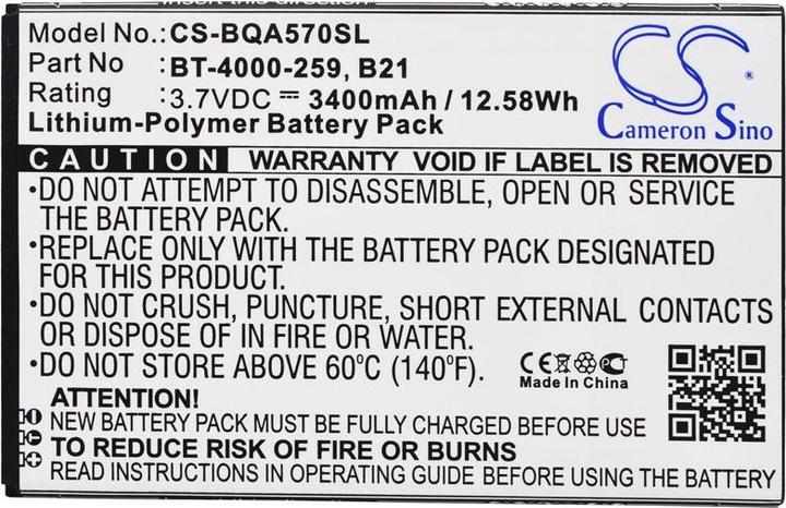 Actual product image BQ Aquaris 5.7 B21 battery, BT-4000-259
