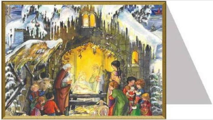 Image du produit Carte de Noël Scène de la Nativité avec enfants émerveillés (1 pcs)