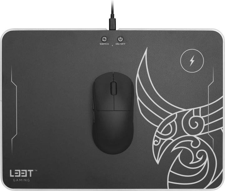 Immagine prodotto L33T Tappetino per mouse da gioco Kvennavagn, con retroilluminazione LED RGB, ricarica QI
