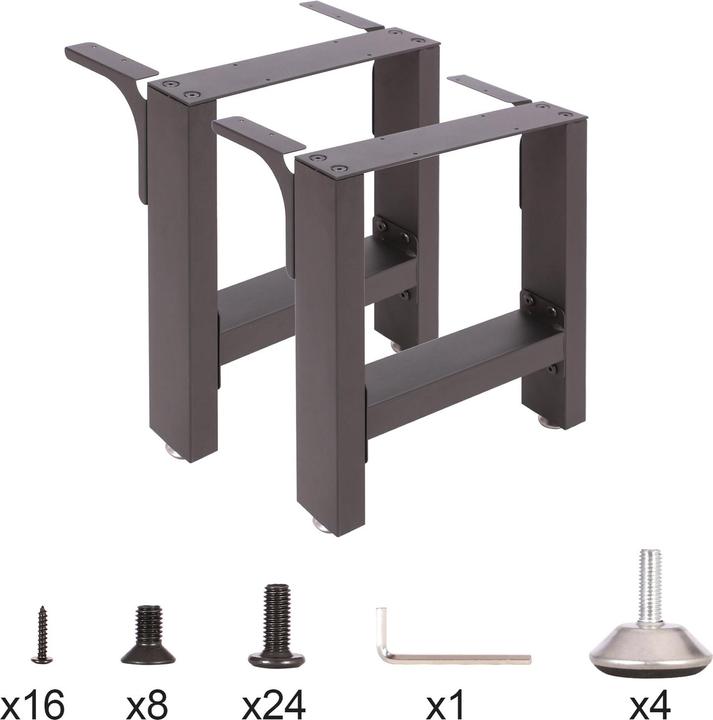 Actual product image Wiltec Industrial Square Table Legs Powder-coated Black 40x43cm for Tables Benches and Desks