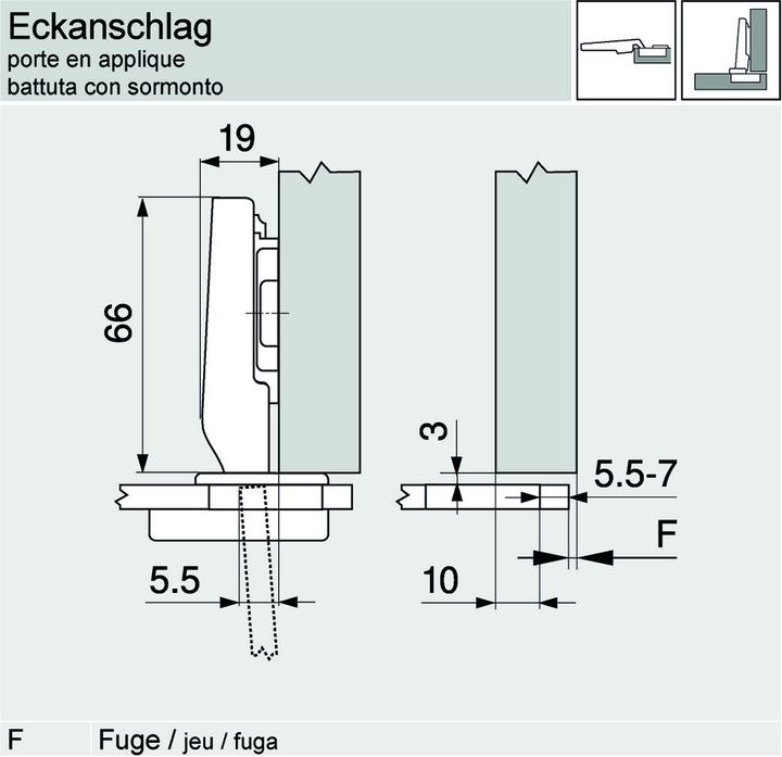 Actual product image Blum Glass door hinge clip top