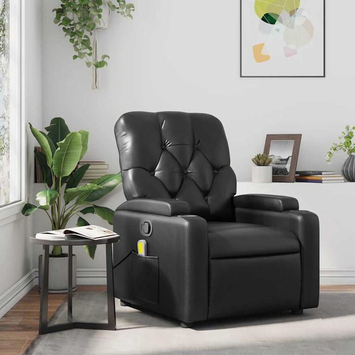 Actual product image VidaXL Massage chair black imitation leather,Colour: Black,Material