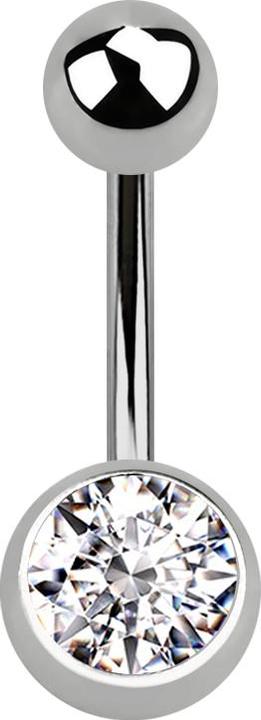 Produktbild Star Piercing Sterile Banane silber mit Kugel und Kugel Kristall silber (Titan G23, ohne Messing)