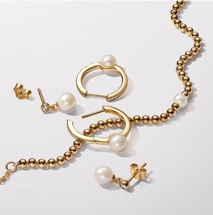 Produktbild Pandora Ohrstecker Treated Freshwater Cultured Pearl & Stone Drop Vergoldet (Metall, Vergoldet)
