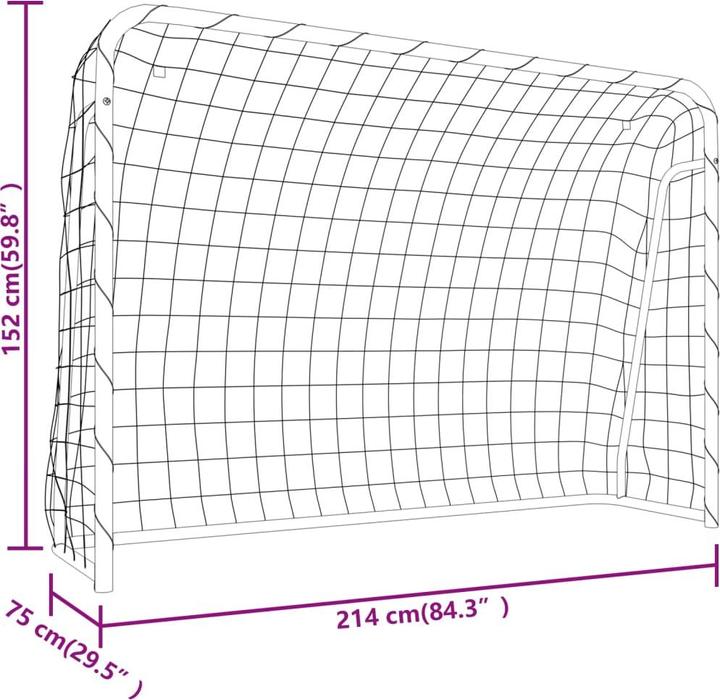 Produktbild VidaXL Fussballtor mit Netz Weiss 214x75x152 cm Stahl & Polyester