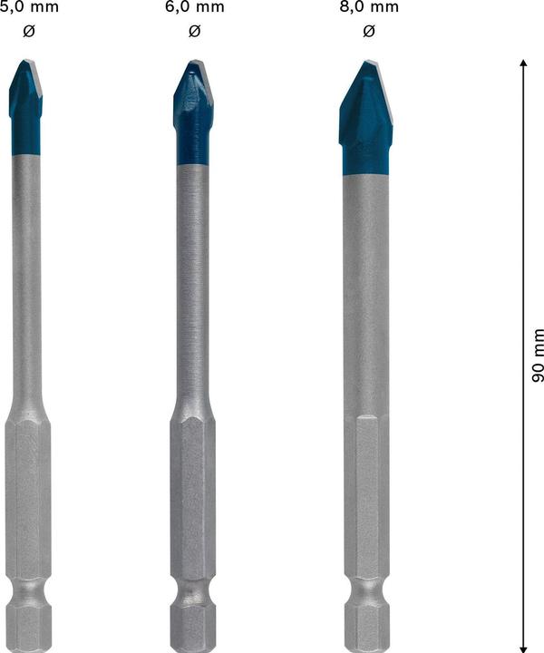 Produktbild Bosch Professional Zubehör EXPERT HardCeramic HEX-9 Bohrer-Set, 5/6/8 mm, 3-tlg. (6 mm, 5 mm, 8 mm)