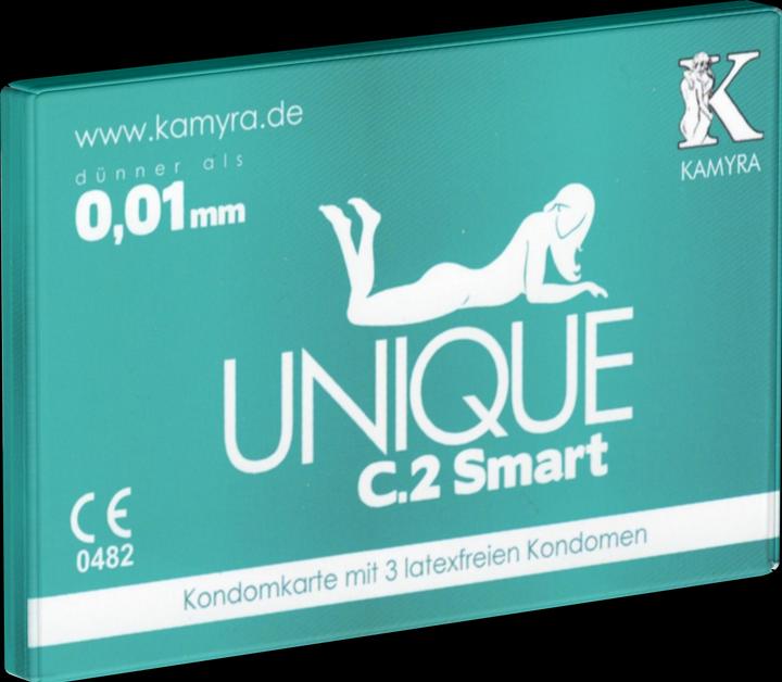 Image du produit Kamyra Carte de préservatifs "Unique C.2 Smart" avec 3 préservatifs PRE-ERECTION sans latex (3 pcs)