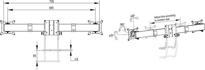 Actual product image Multibrackets Table mount Gas Lift Arm + Duo Crossbar (Table, 32")
