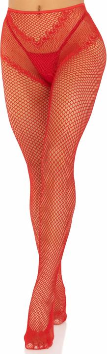 Actual product image Leg Avenue Fishnet Stockings With Crotchless Boot Red (One size)