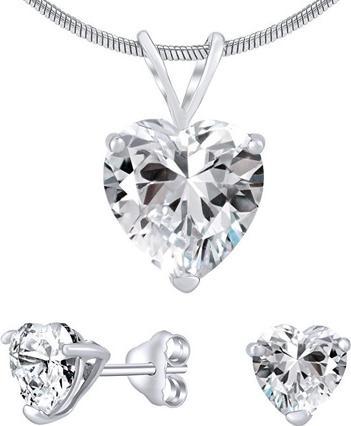 Actual product image Silvego Silver Jewelry Set with Clear Crystal Glass JJJHEART01 (Earrings, Pendant)